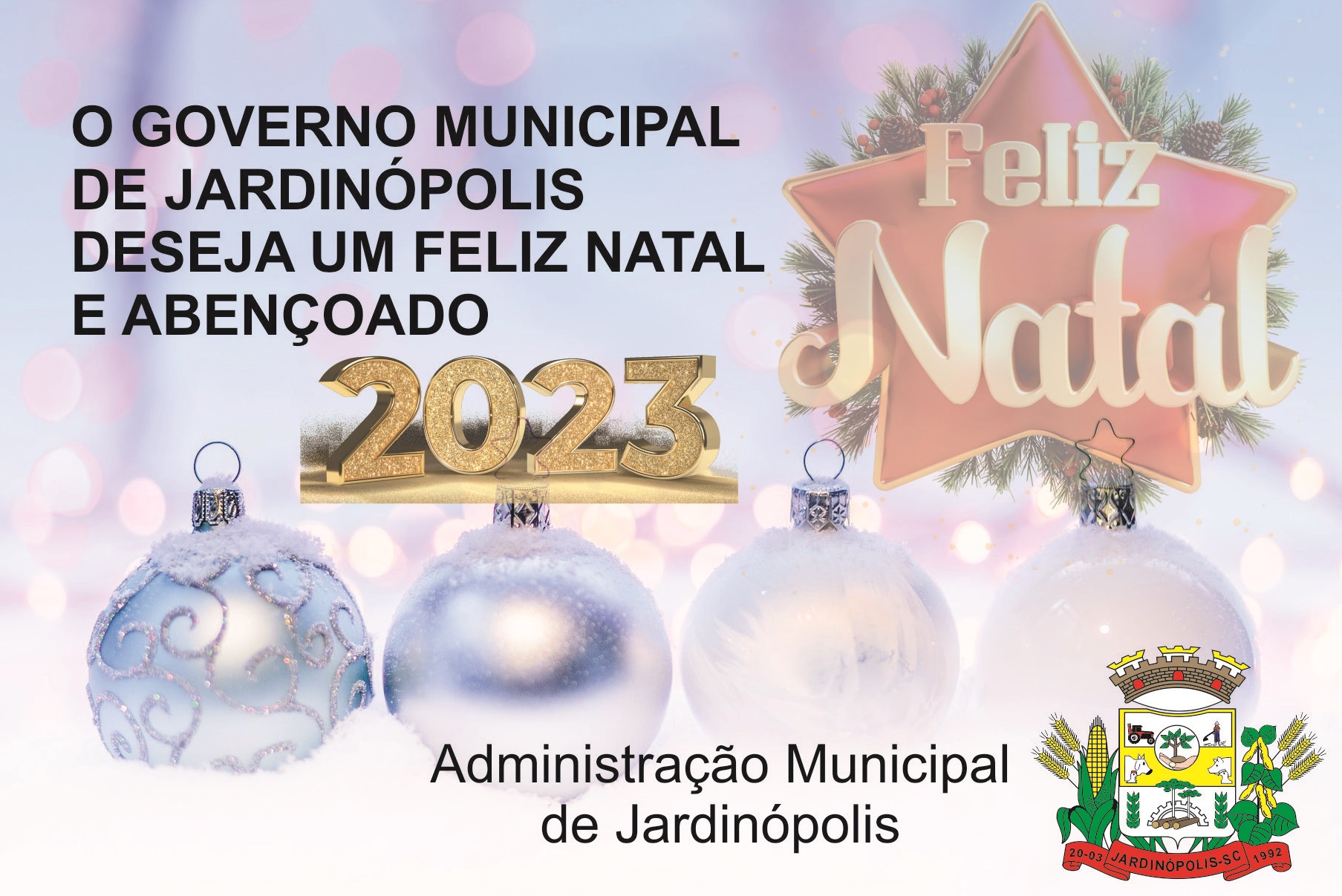 Feliz Natal e Abençoado 2023 - MUNICÍPIO de Jardinópolis